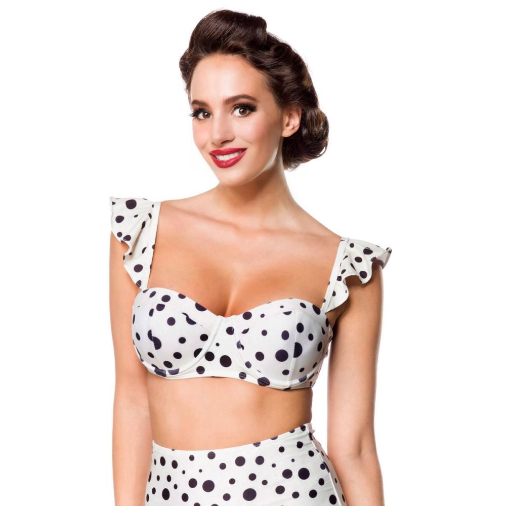 Belsira - Vintage Bikinitop - Creme/Zwart